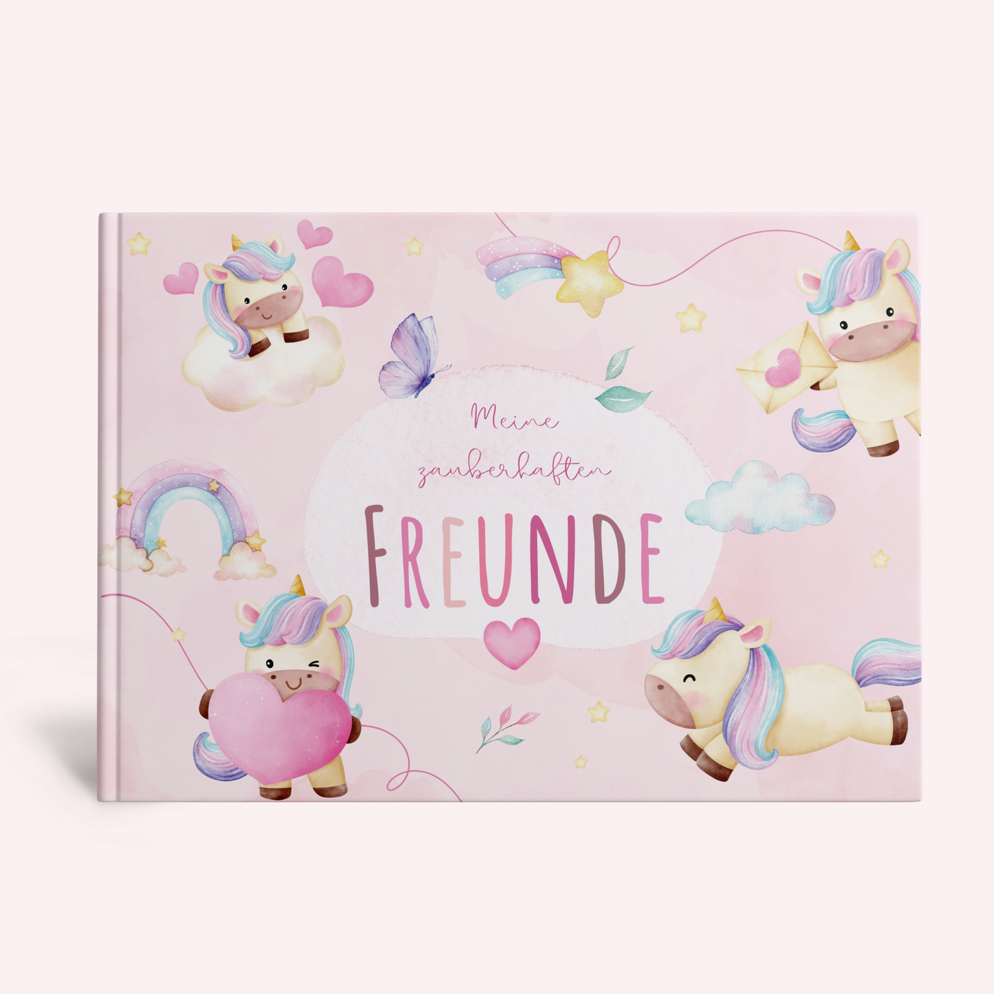 Freundebuch_Kinder_Kindergarten_Schule_Einhorn_pink