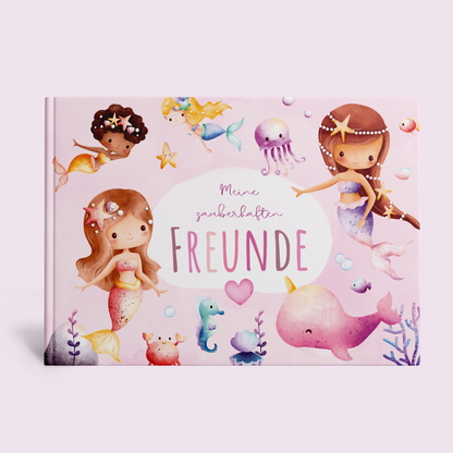 Freundebuch_Kinder_Kindergarten_Schule_Meerjungfrauen_pink