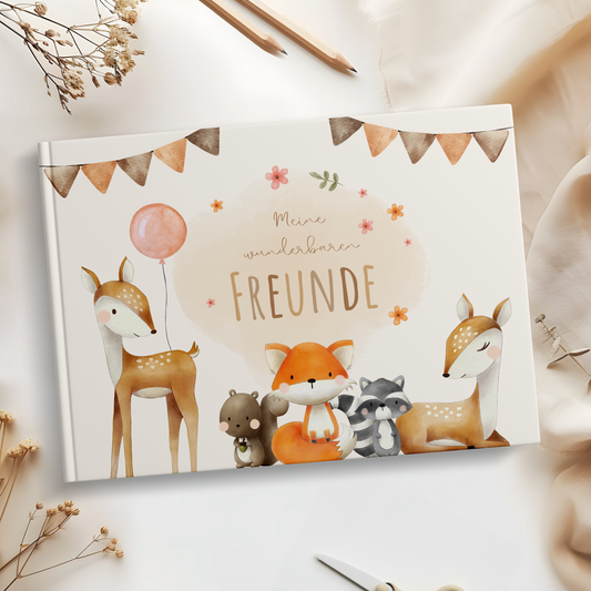 Freundebuch_Kinder_Kindergarten_Schule_Boho_süße_Tiere