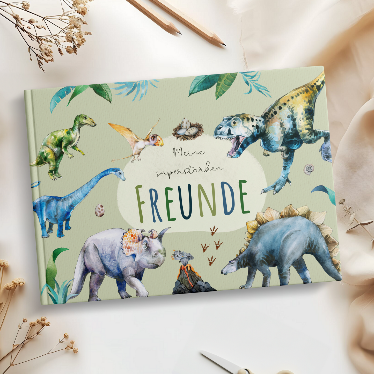 Freundebuch_Kinder_Kindergarten_Schule_Dino_grün