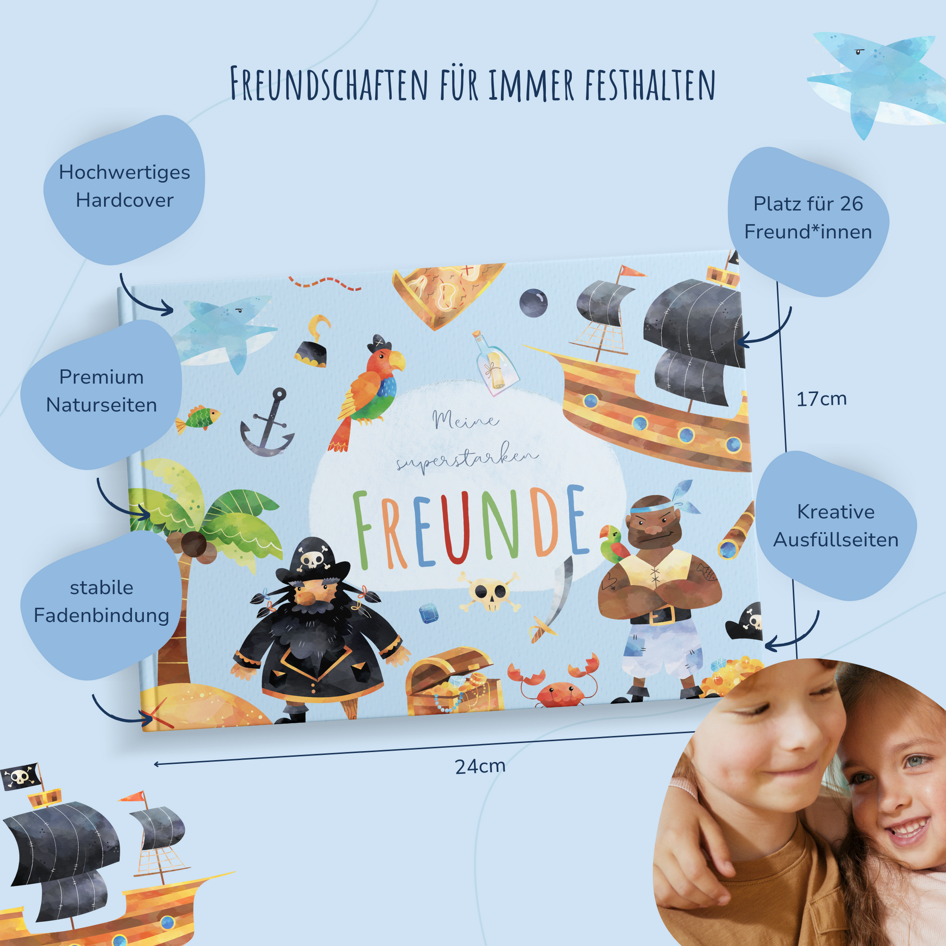 Freundebuch_Kinder_Kindergarten_Schule_Piraten_blau