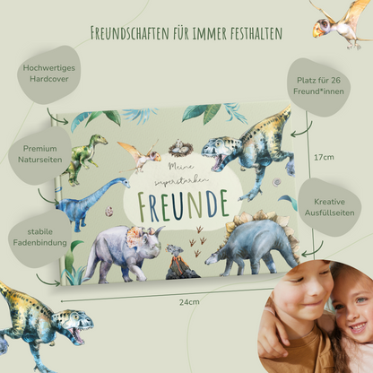 Freundebuch_Kinder_Kindergarten_Schule_Dino_grün