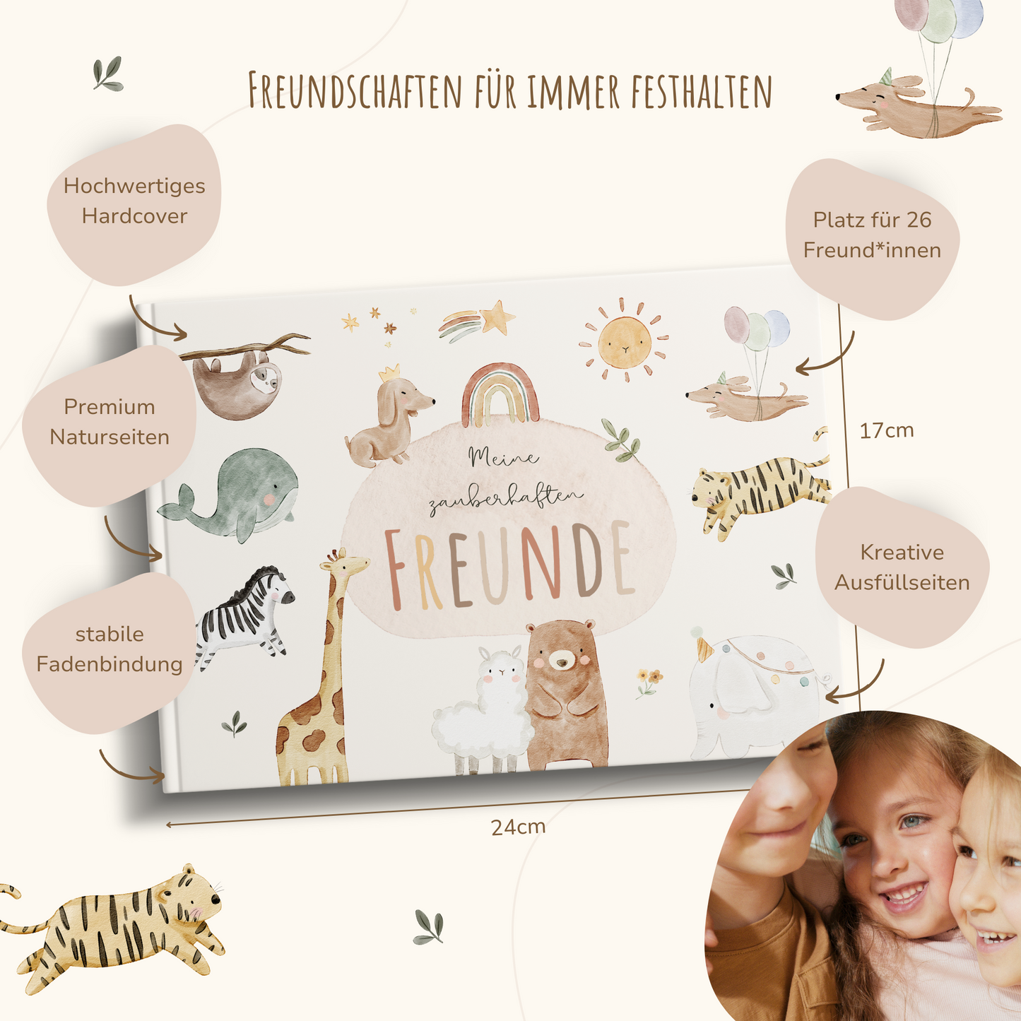 Freundebuch_Kinder_Kindergarten_Schule_Boho_beige