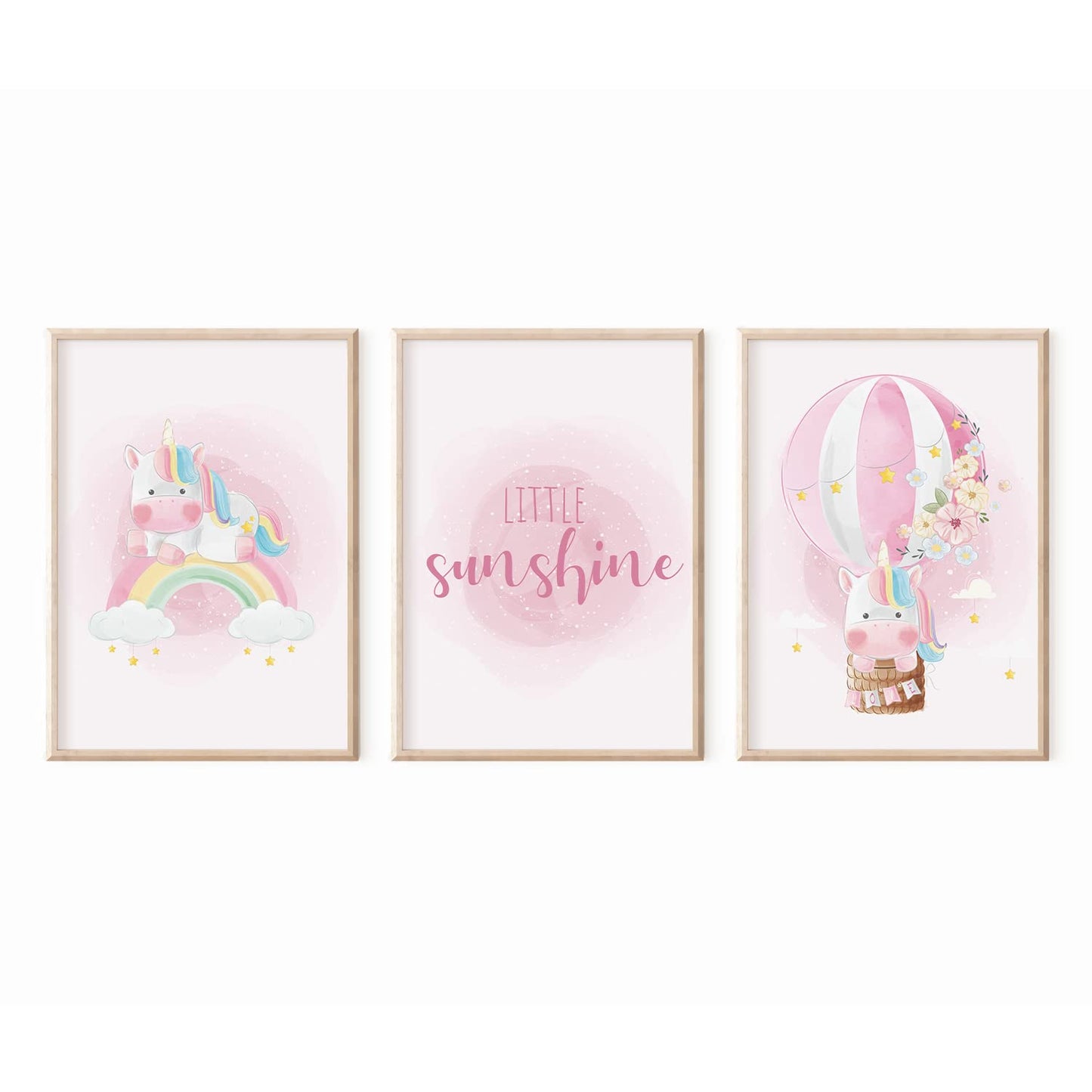 Kinderzimmerposter_Einhörner_pink_A4_3er_Set