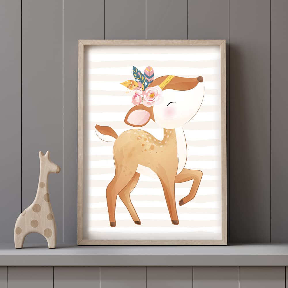 Kinderzimmerposter_boho_tiere_streifen_A4_3er_Set