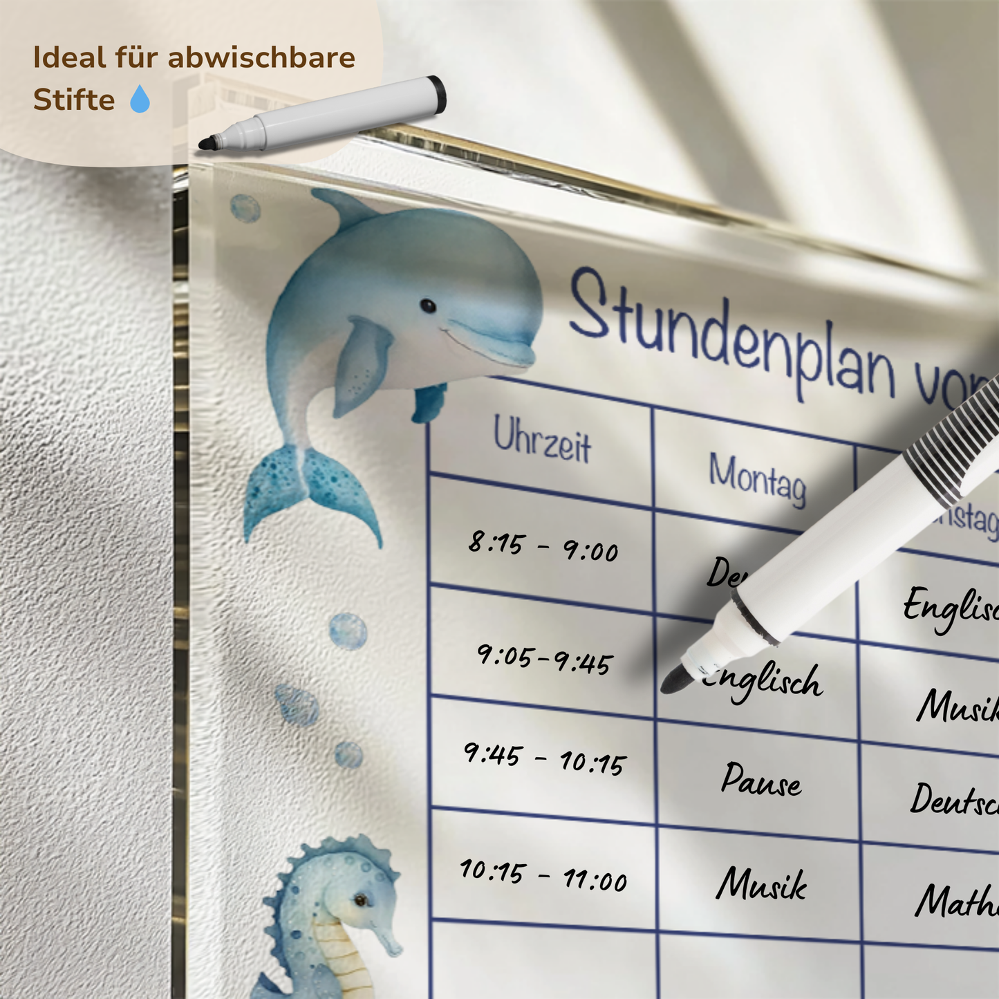 Stundenplan aus Acryl inkl. Holzhalterung | Unterwasserwelt