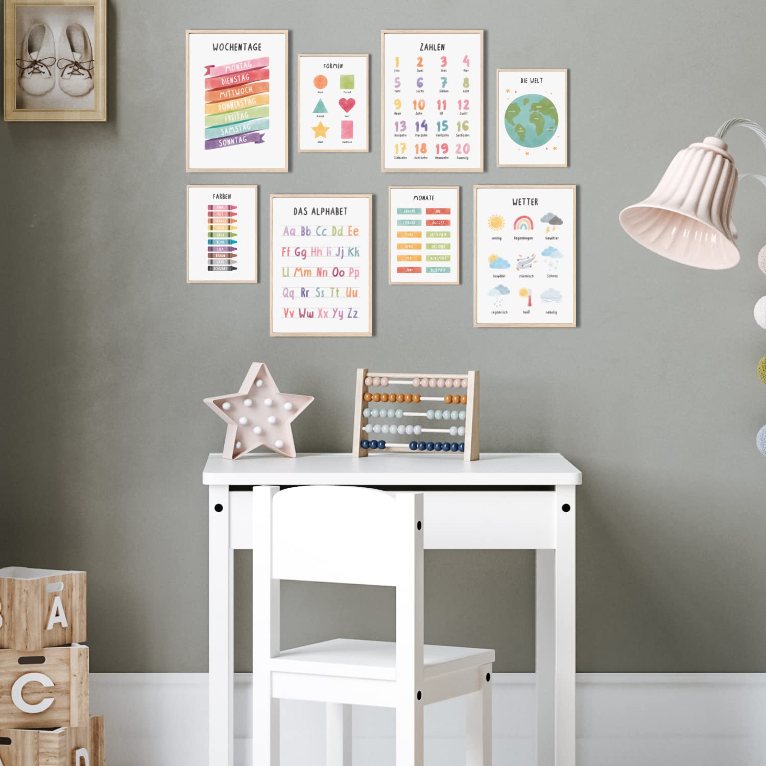 Kinderzimmerposter_Lernposter_bunt_A4_A5_8er_Set