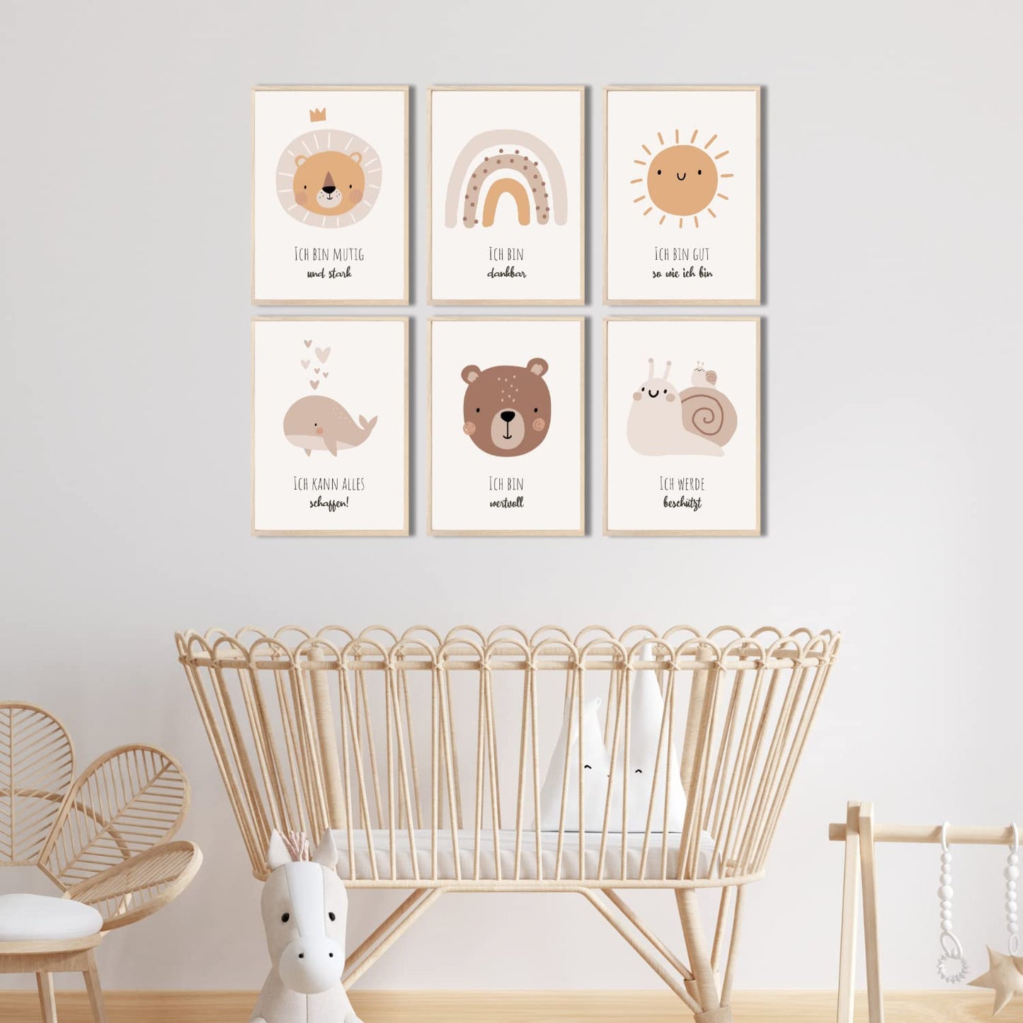 Kinderzimmerposter_Affirmationen_A4_6er_Set_beige