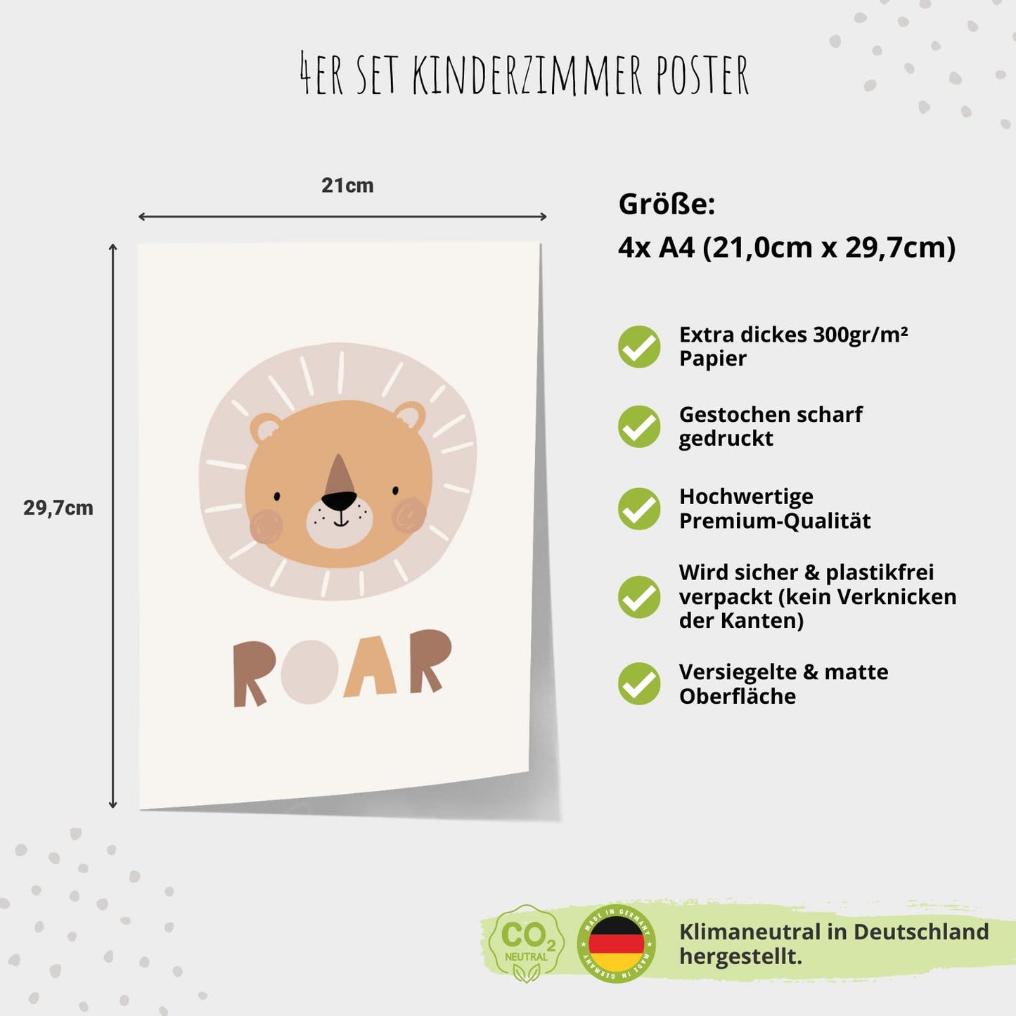 Kinderzimmerposter_Süße_Tiere_A4_4er_Set_beige