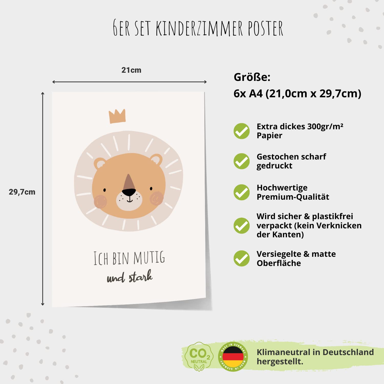 Kinderzimmerposter_Affirmationen_A4_6er_Set_beige