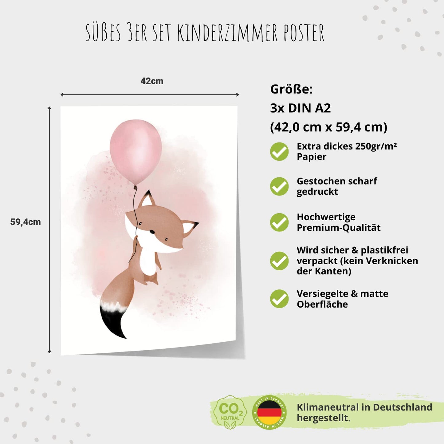 Kinderzimmerposter_Fuchs_Luftballon_Regenbogen_Spruch_rosa_A2