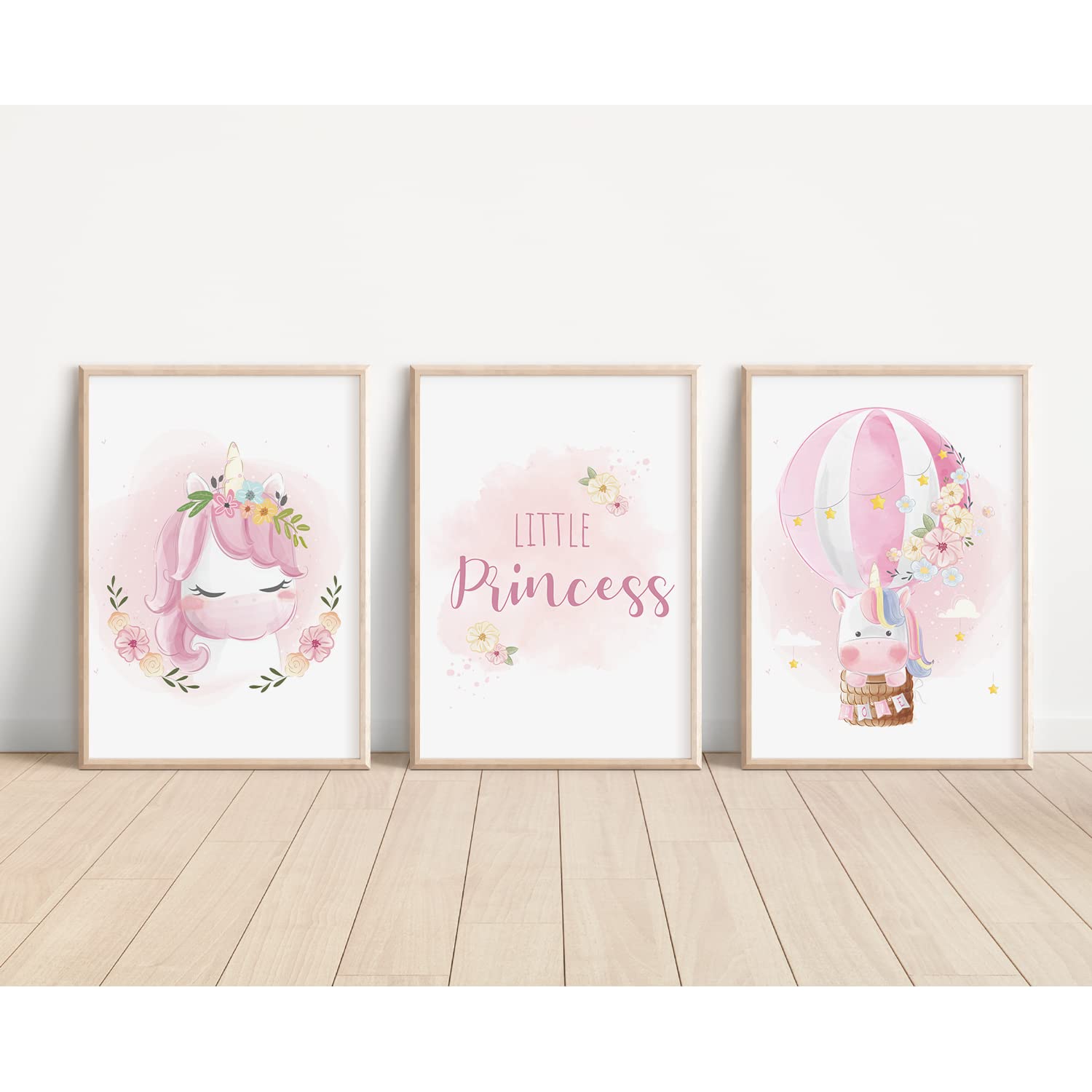 Kinderzimmerposter_Einhörner_pink_A4_3er_Set