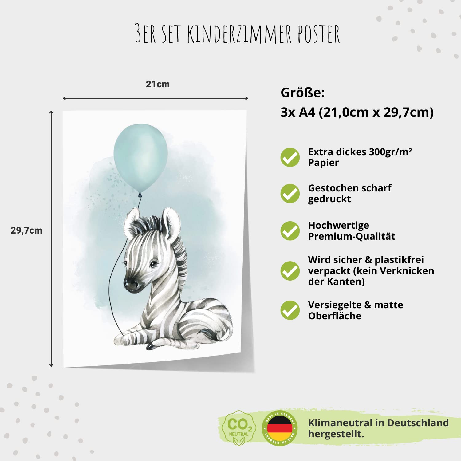 Kinderzimmerposter_Zebra_Luftballon_Regenbogen_Spruch_mint