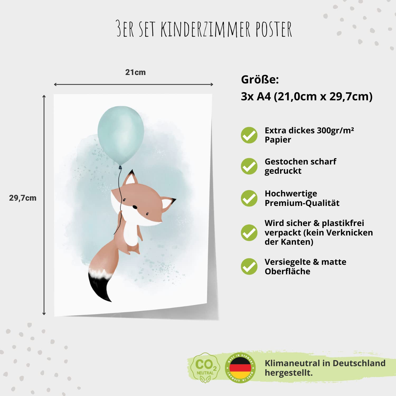 Kinderzimmerposter_Fuchs_Luftballon_Regenbogen_Spruch_mint