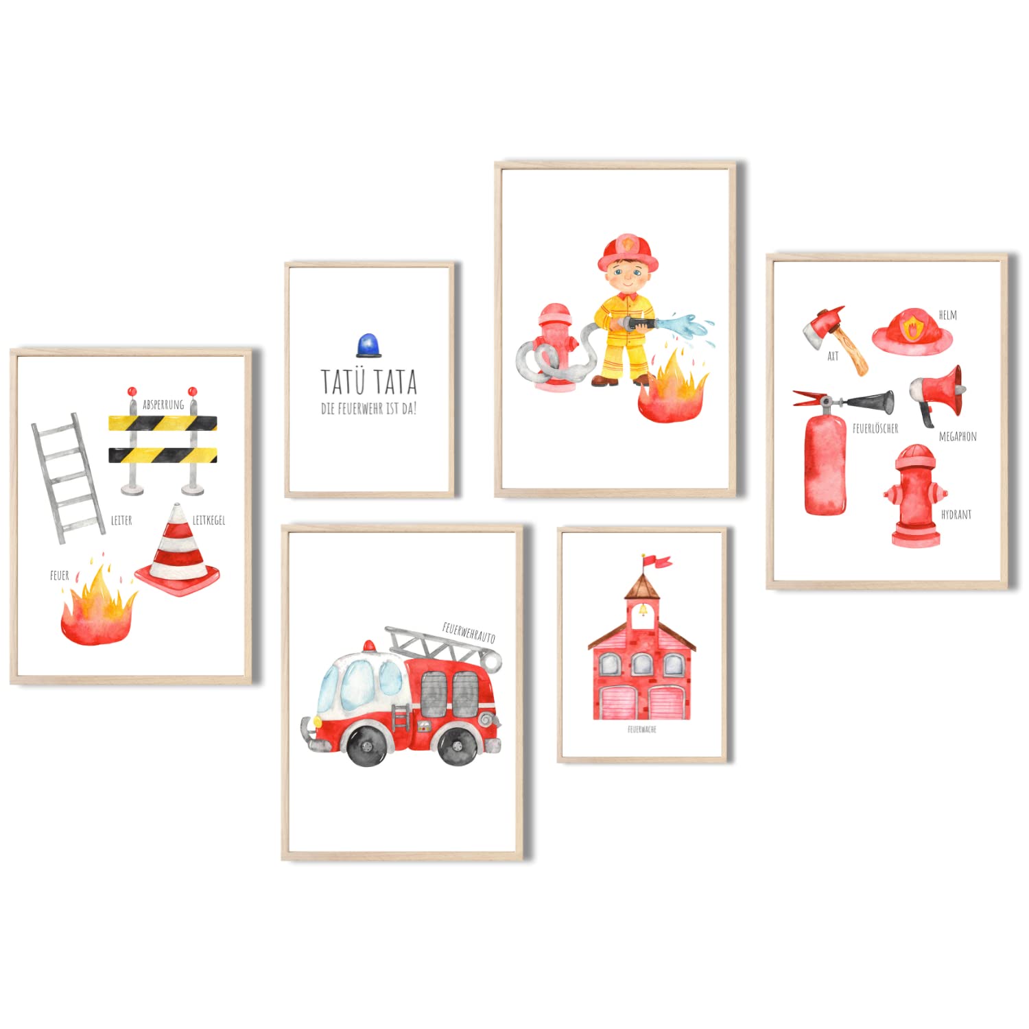 Kinderzimmerposter_Feuerwehr_A4_A5_6er_Set