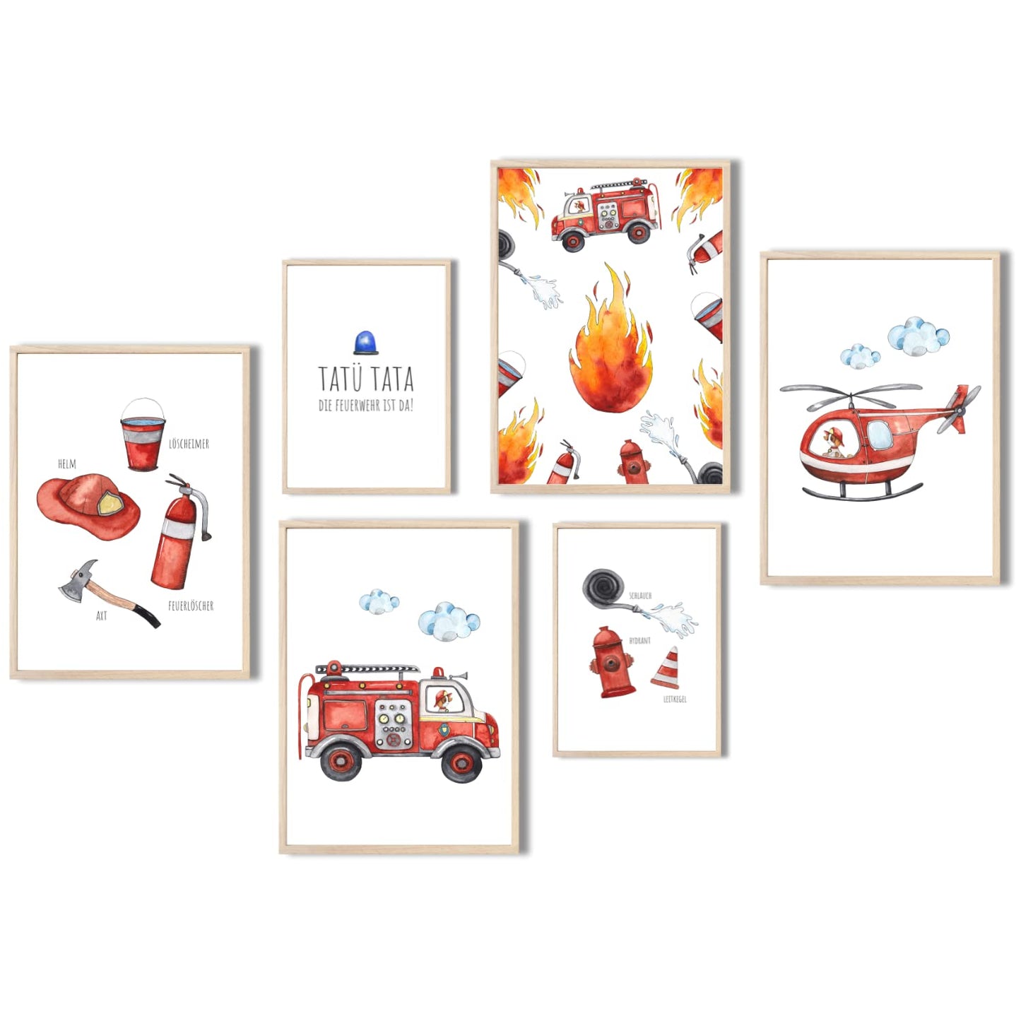 Kinderzimmerposter_Feuerwehr_A4_A5_6er_Set