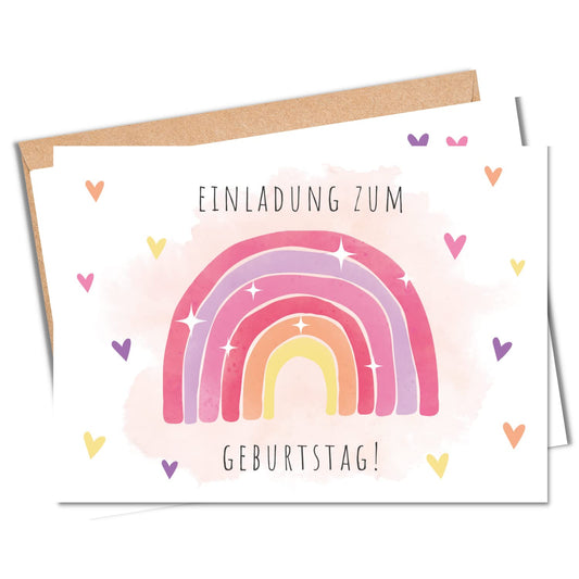 Einladungskarten_Kindergeburtstag_Regenbogen_pink