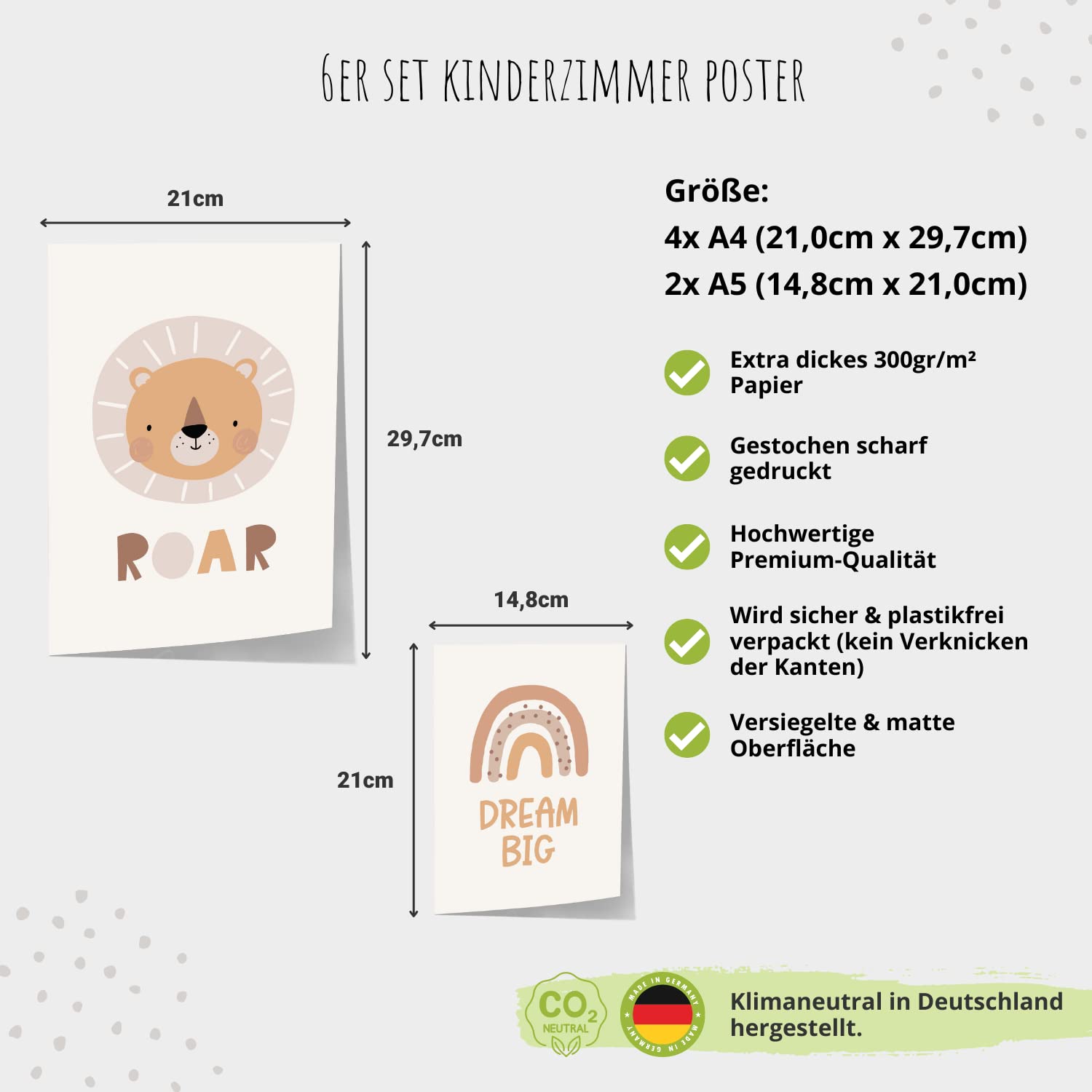 Kinderzimmerposter_Süße_freunde_boho_beige_A4_A5_6er_Set