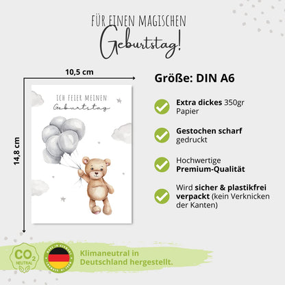 Einladungskarten_Kindergeburtstag_Bär_mit_Luftballons_boho