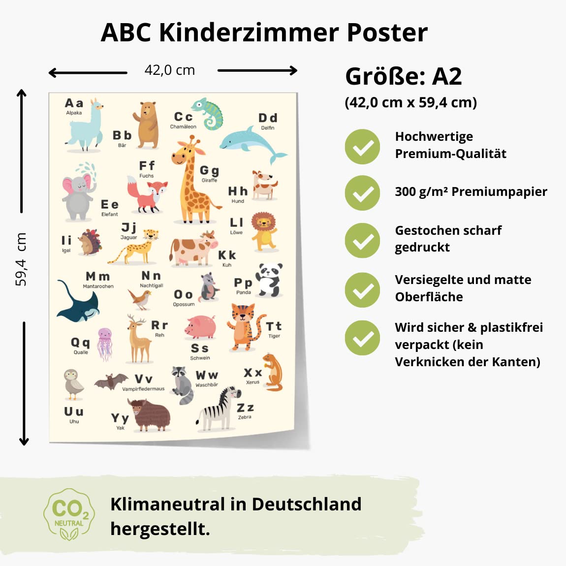 Kinderzimmerposter_Lernposter_ABC_Tiere_A2