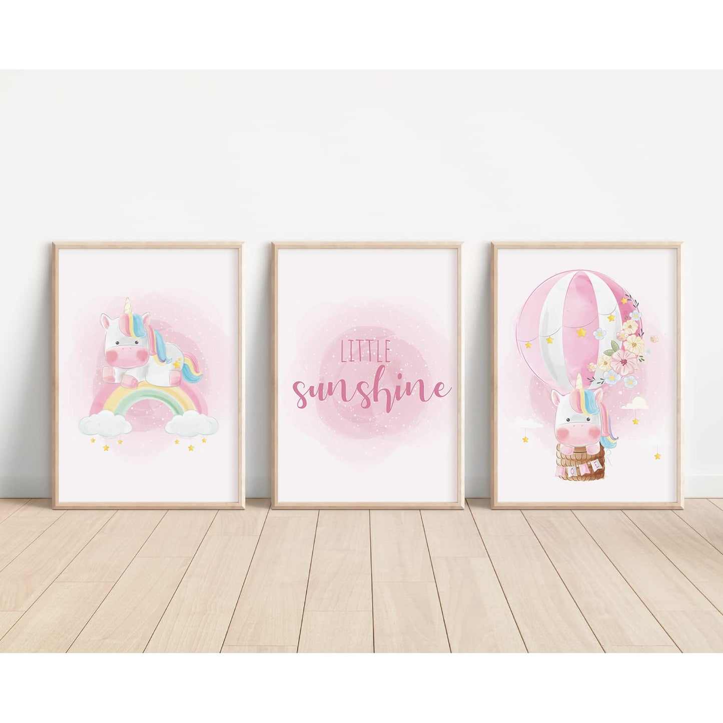 Kinderzimmerposter_Einhörner_pink_A4_3er_Set