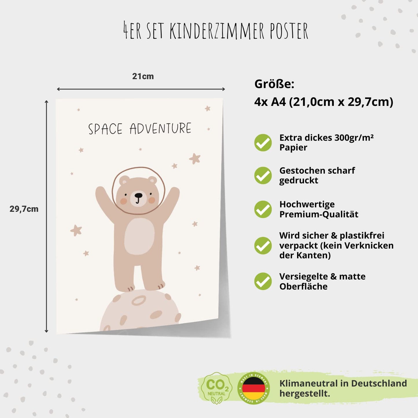 Kinderzimmerposter_Süßer_Astronaut_Bär_Weltall_beige_A4