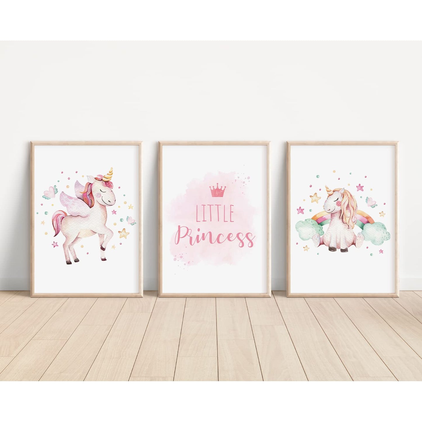 Kinderzimmerposter_Einhörner_pink_A4_3er_Set