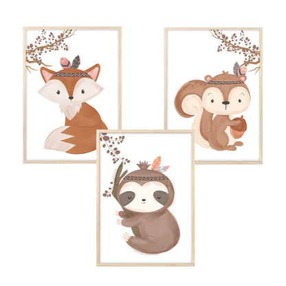 Kinderzimmerposter_boho_tiere_A4_3er_Set