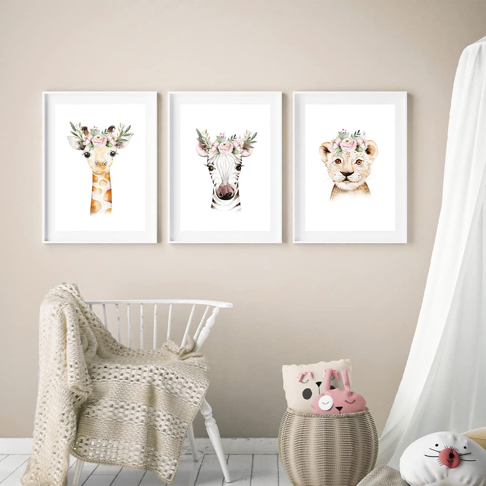 Kinderzimmerposter_safari_tiere_Kopfschmuck_A4_3er_Set