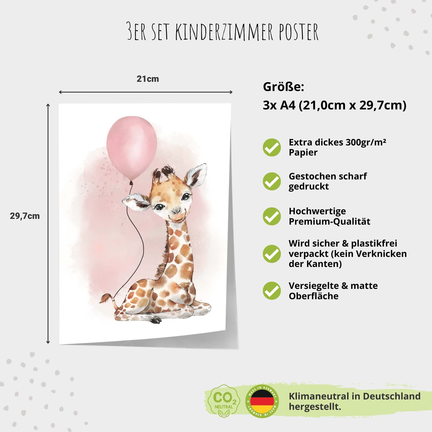 Kinderzimmerposter_Giraffe_Luftballon_Regenbogen_Spruch_rosa