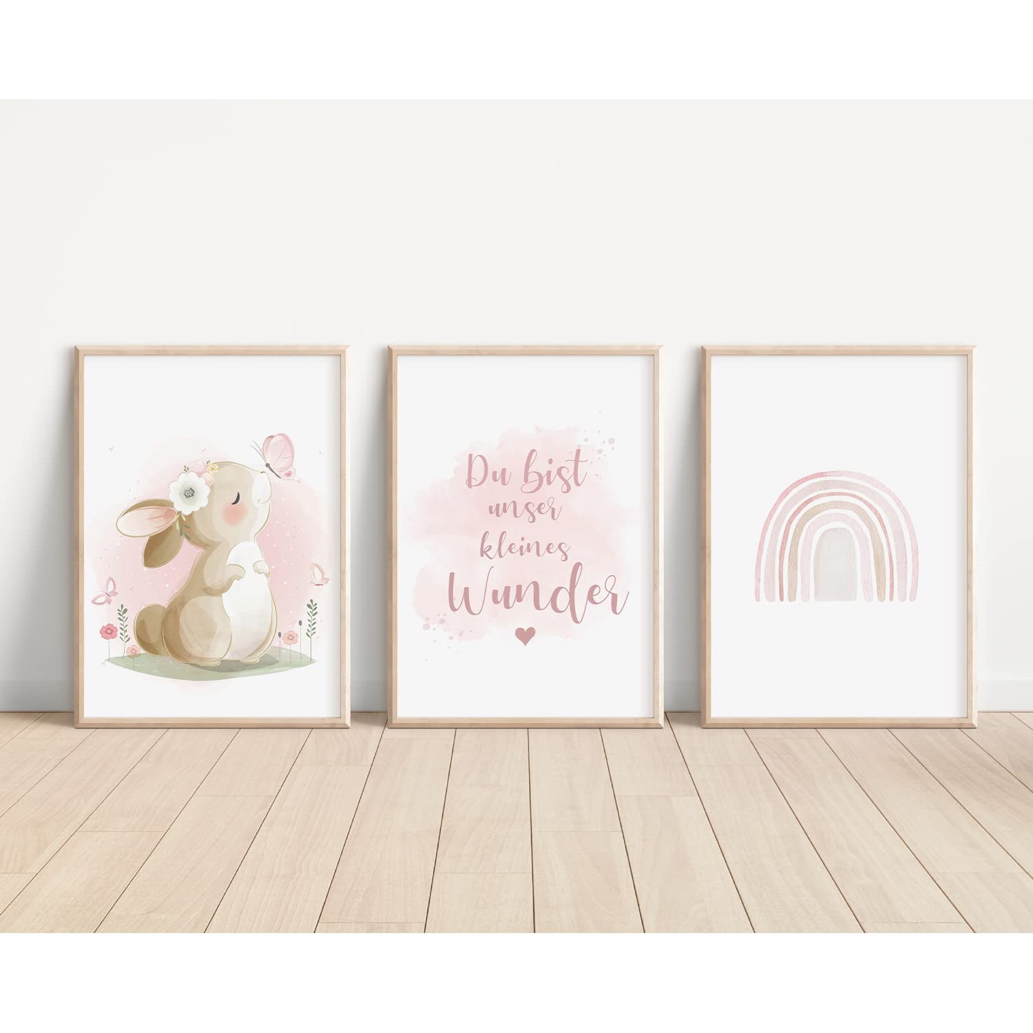 Kinderzimmerposter_Hase_Schmetterling_rosa_A4