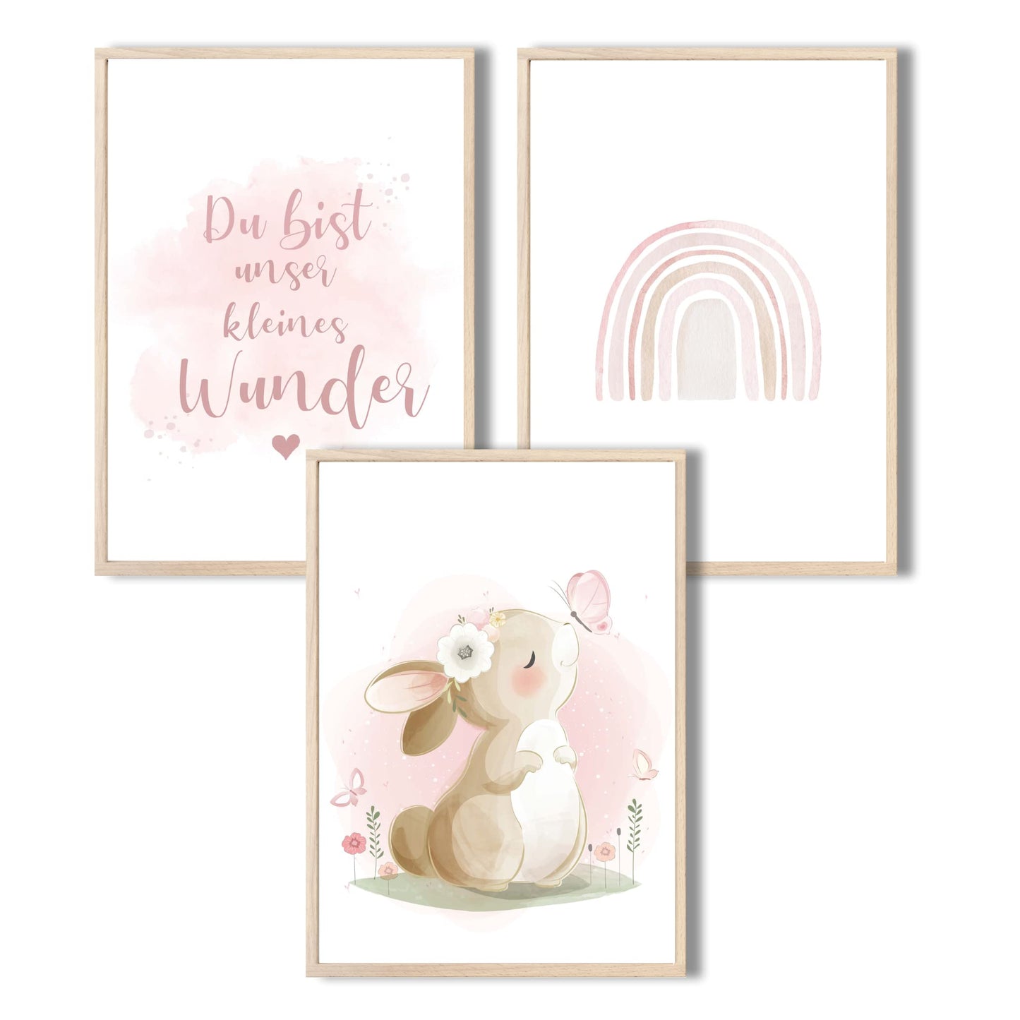 Kinderzimmerposter_Hase_Schmetterling_rosa_A4