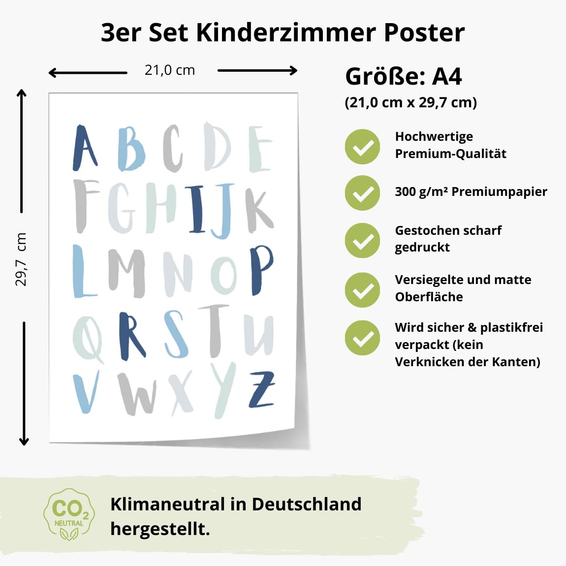 Kinderzimmerposter_Lernposter_Zahlen_ABC_Regenbogen_blau_A4_3er_Set