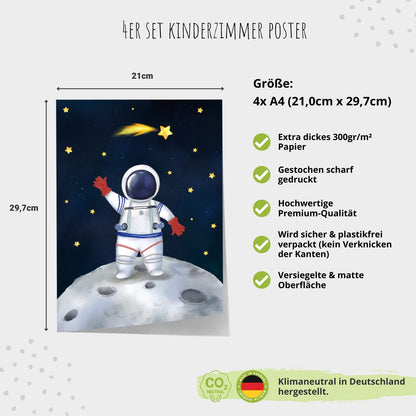 Kinderzimmerposter_Astronauten_A4_4er_Set