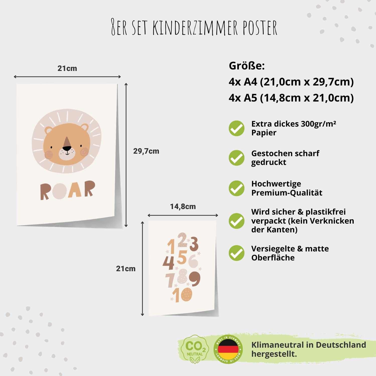 Kinderzimmerposter_Süße_freunde_boho_beige_A4_A5_8er_Set