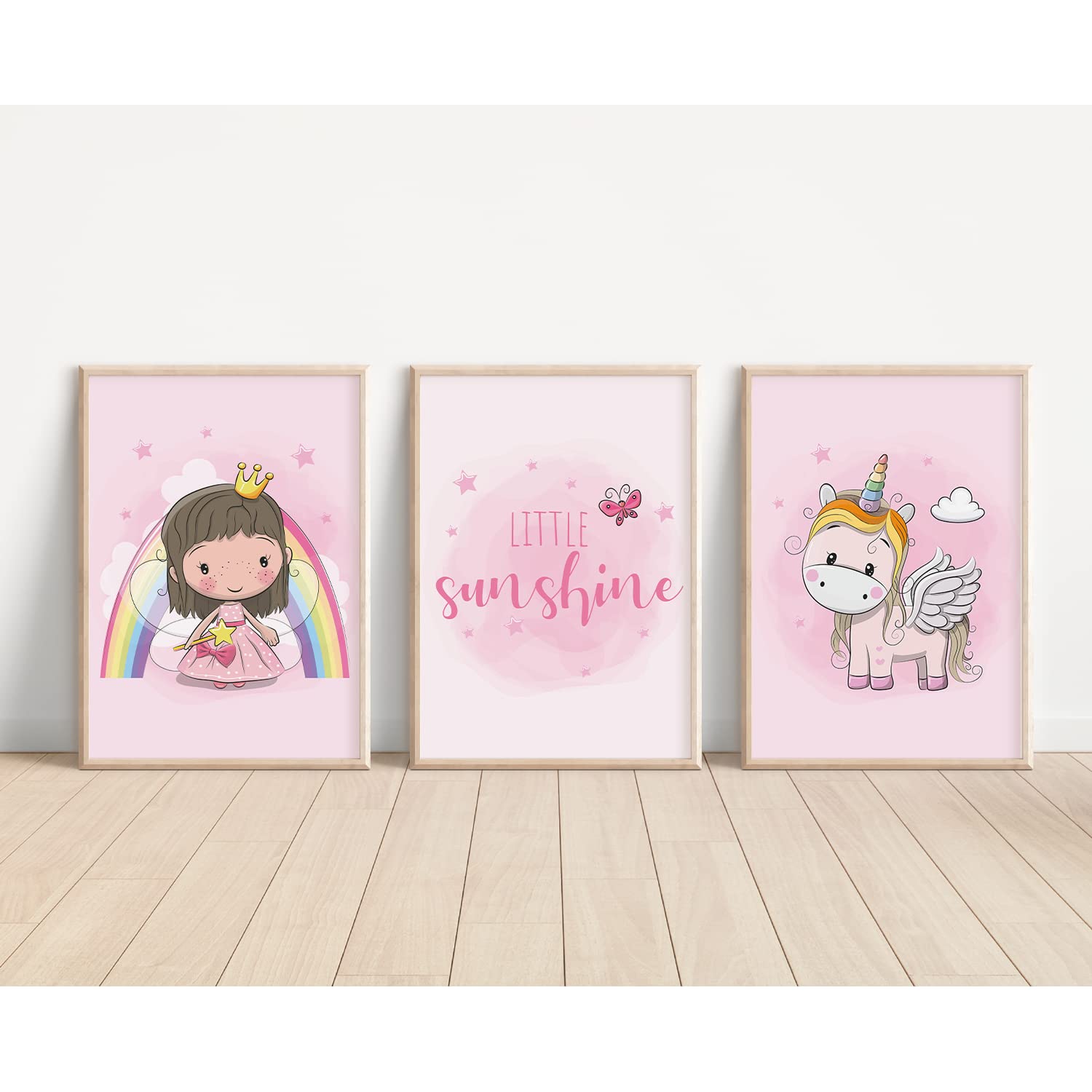 Kinderzimmerposter_Einhörner_pink_A4_3er_Set