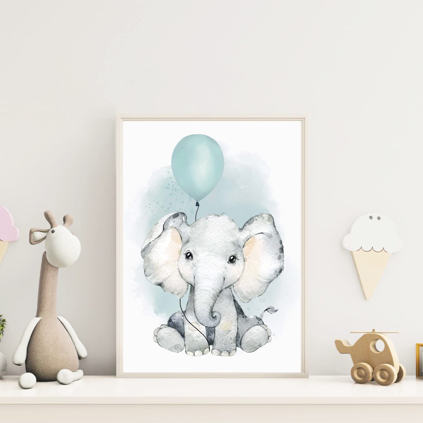 Kinderzimmerposter_Elefant_Luftballon_Regenbogen_Spruch_Mint