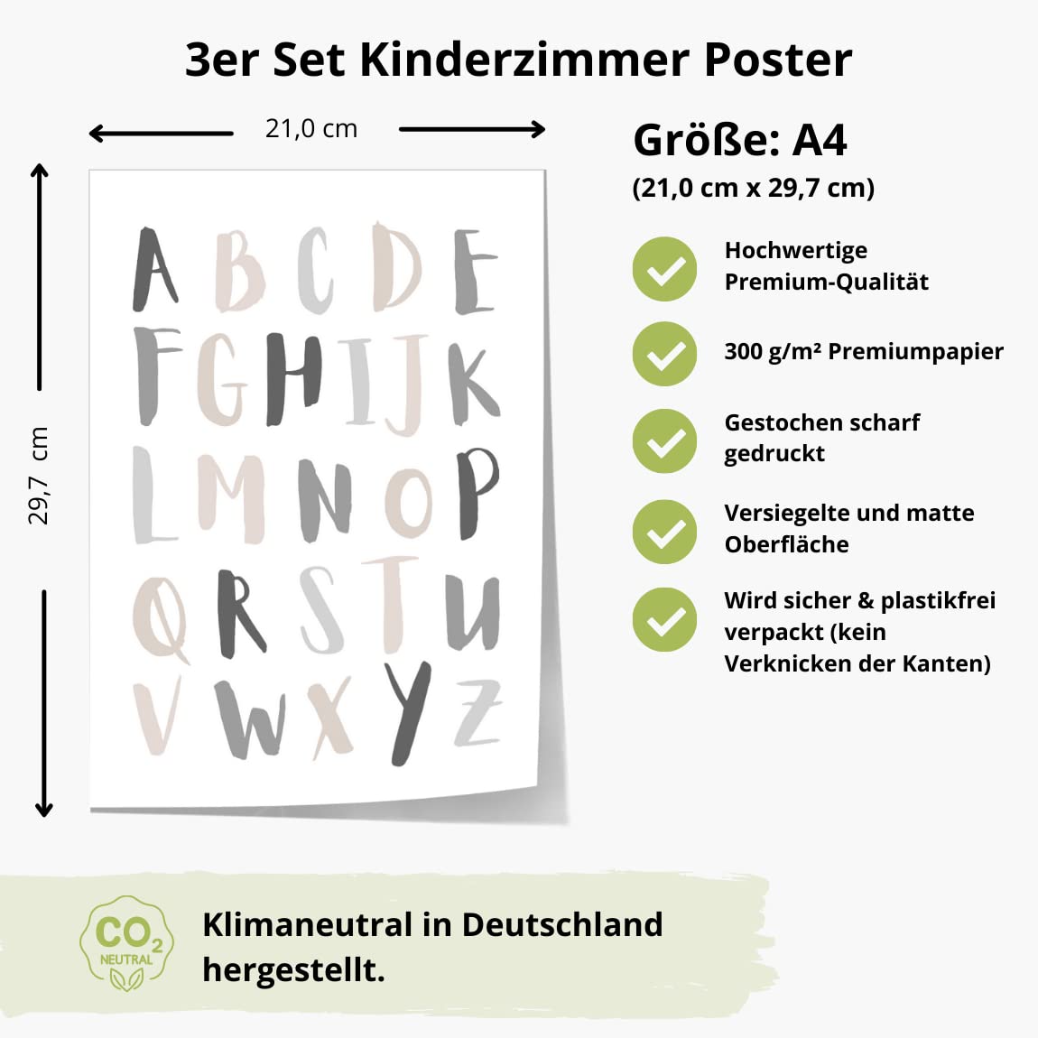 Kinderzimmerposter_Lernposter_Zahlen_ABC_Regenbogen_grau_A4_3er_Set