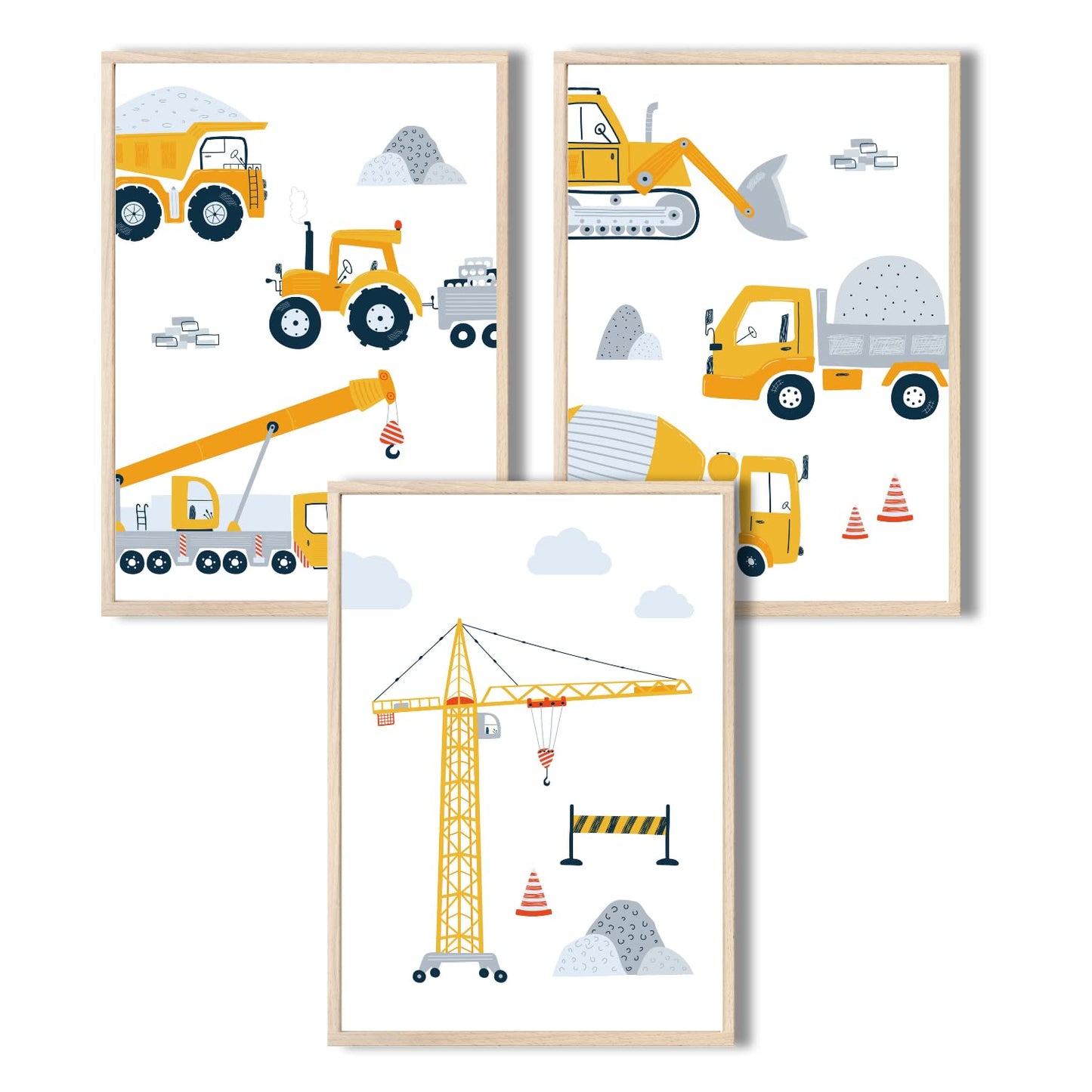 Kinderzimmerposter_Bagger_A4_3er_Set