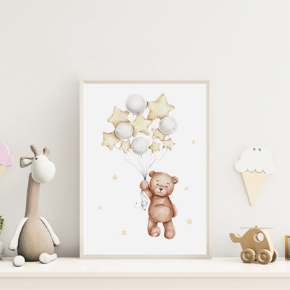 Kinderzimmerposter_Bär_Spruch_A4_A5_beige_grau