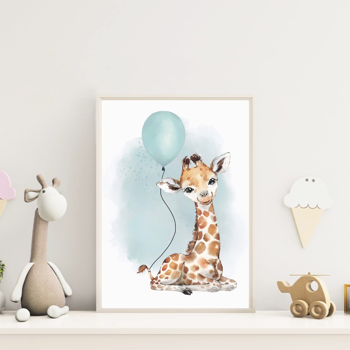 Kinderzimmerposter_Giraffe_Luftballon_Regenbogen_Spruch_mint