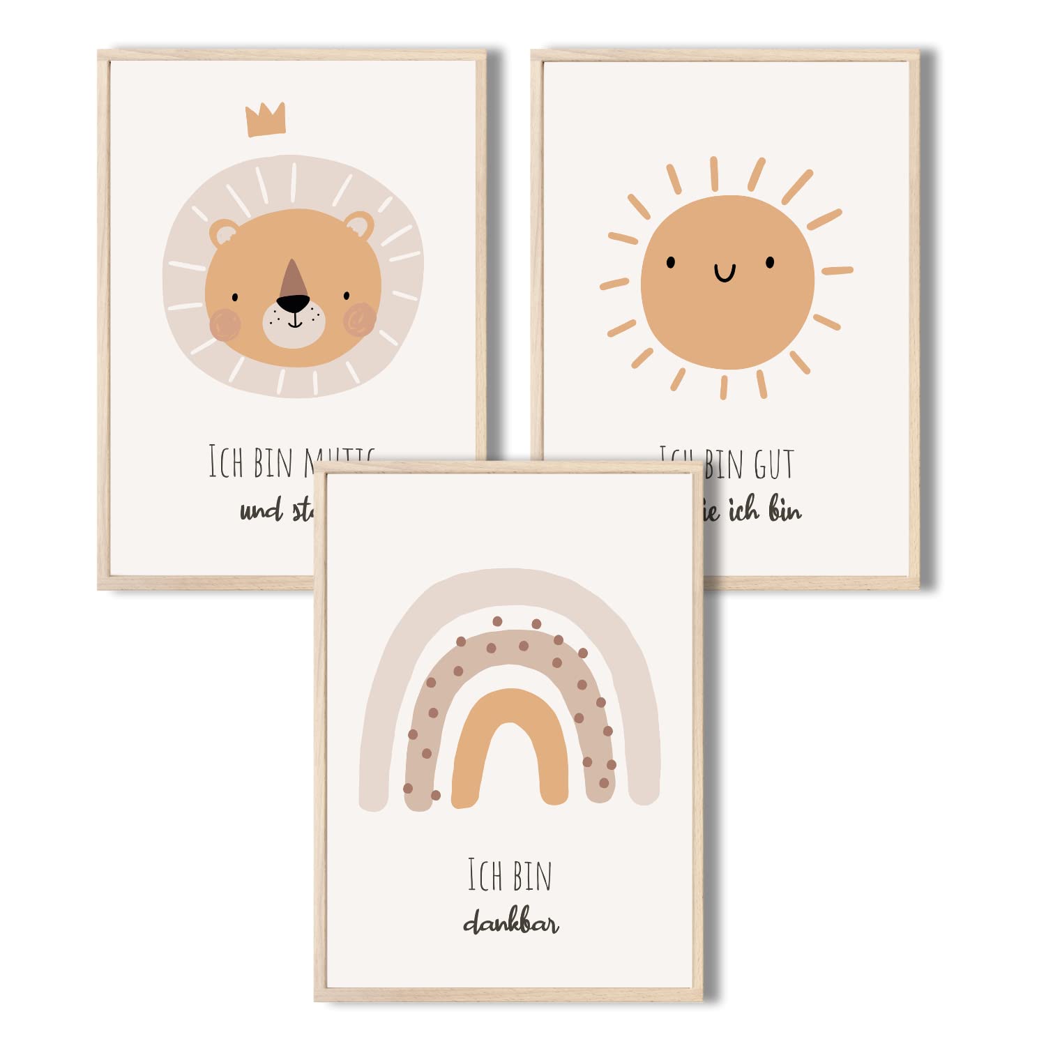 Kinderzimmerposter_Süße_Tiere_A4_3er_Set_beige