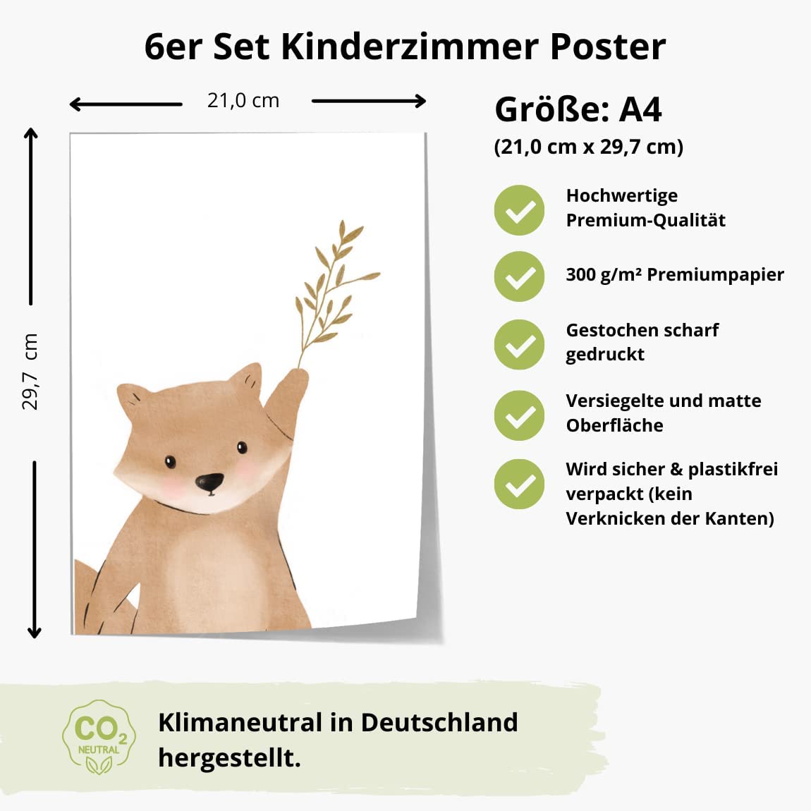 Kinderzimmerposter_Faultier_Freunde_A4_6er_Set