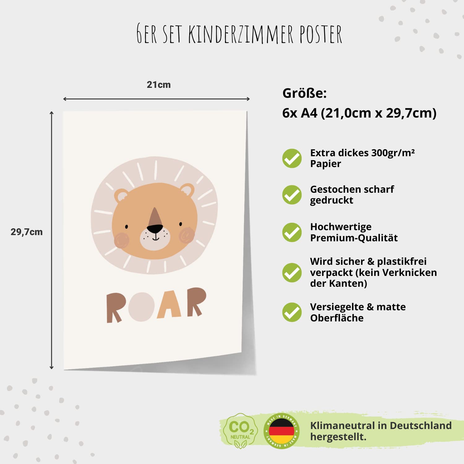 Kinderzimmerposter_Süße_freunde_boho_beige_A4_6er_Set