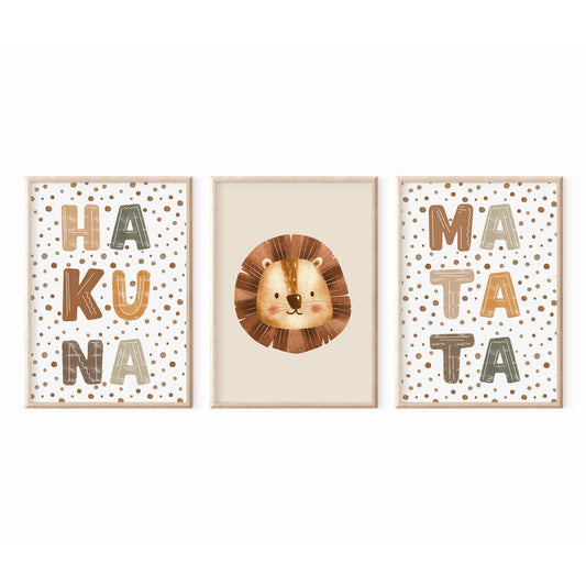 Kinderzimmerposter_Löwe_Hakuna_Matata_beige_A4