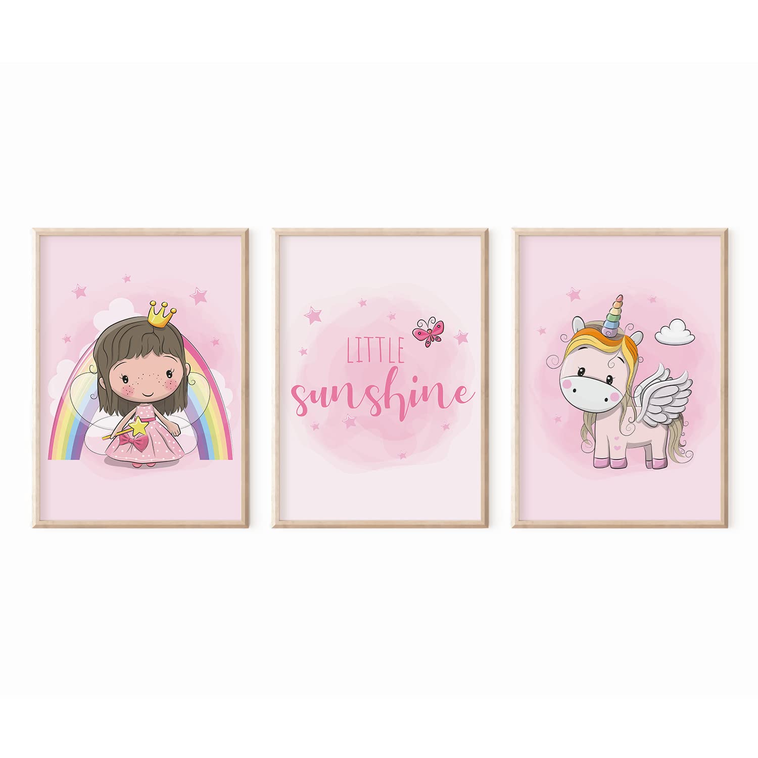 Kinderzimmerposter_Einhörner_pink_A4_3er_Set