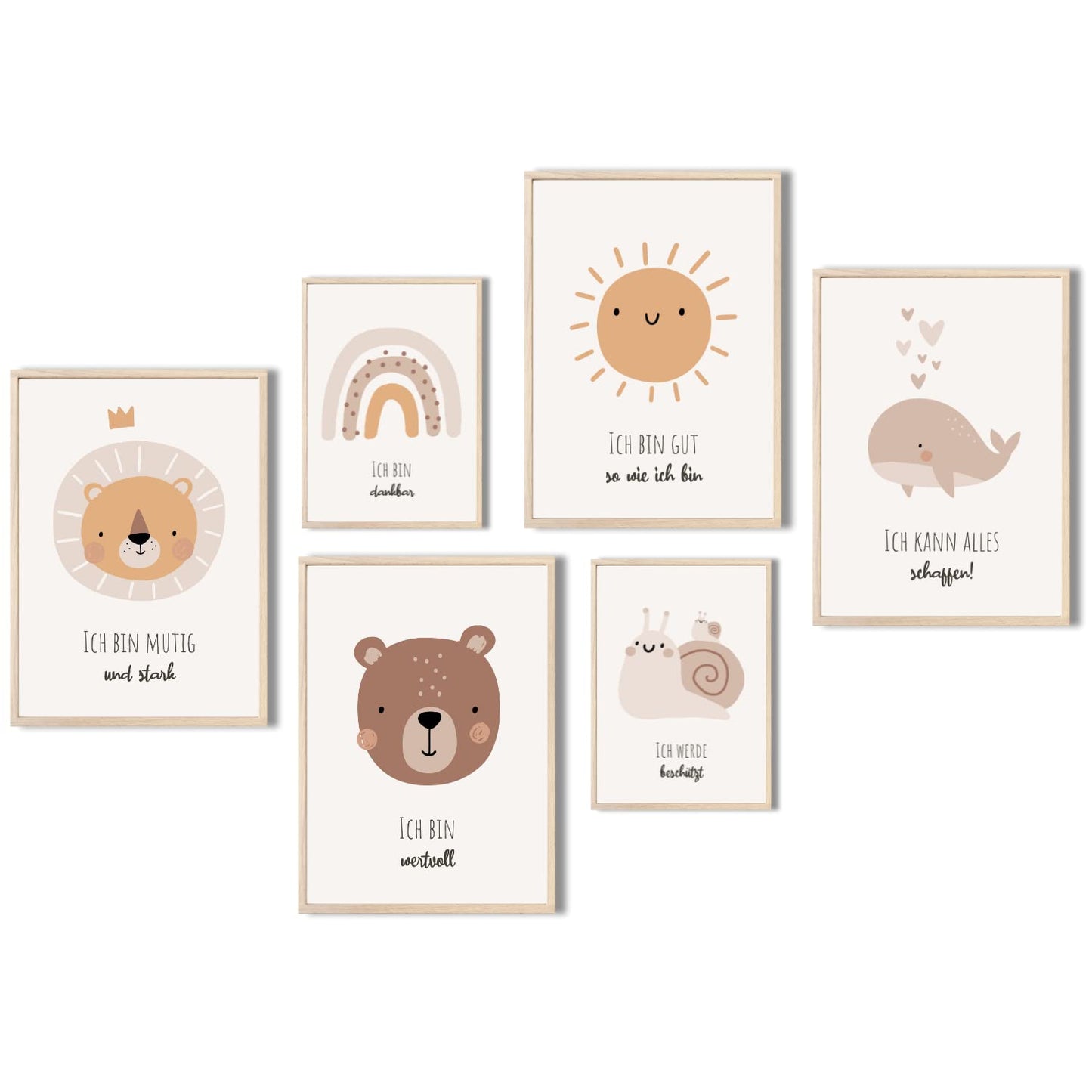 Kinderzimmerposter_Affirmationen_A4_A5_6er_Set_beige