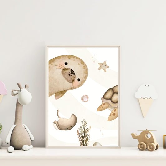 Kinderzimmerposter_Unterwasserwelt_A4_3er_Set_beige