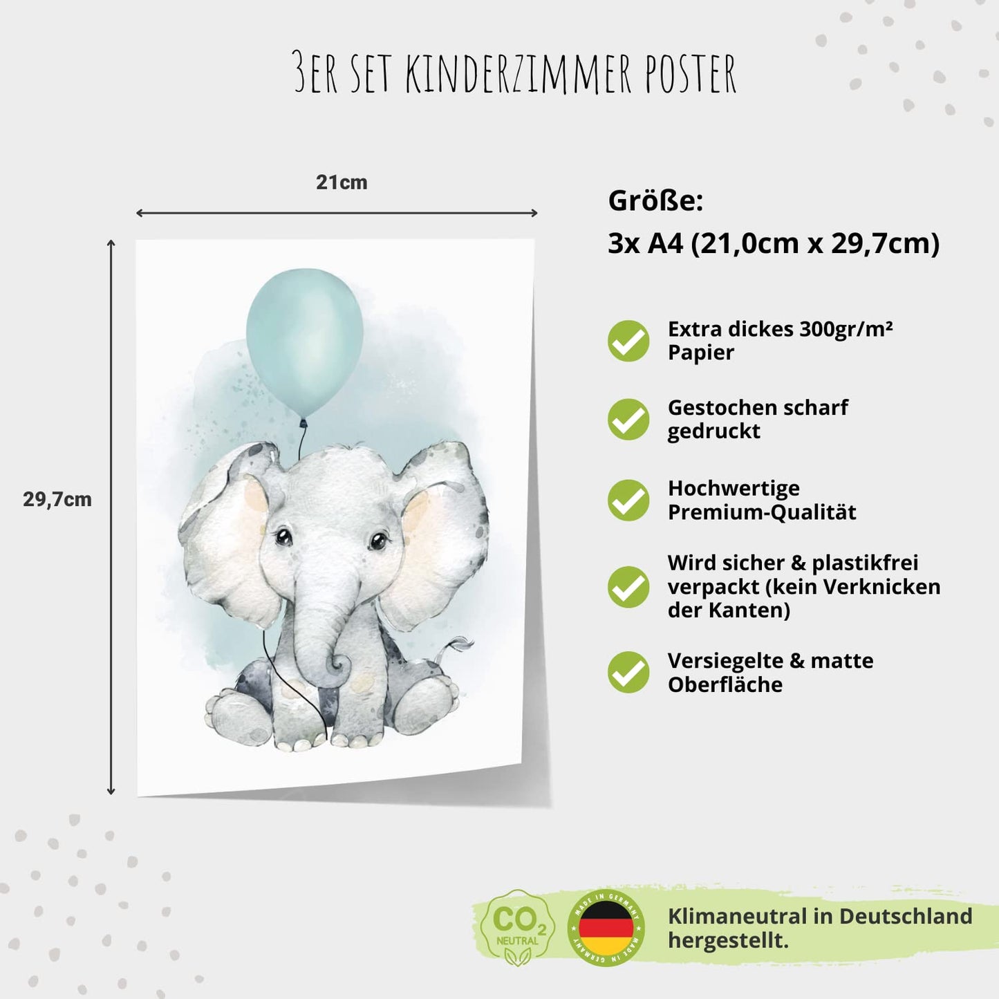 Kinderzimmerposter_Elefant_Luftballon_Regenbogen_Spruch_Mint