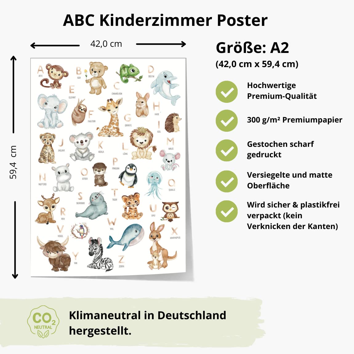 Kinderzimmerposter_Lernposter_ABC_Tiere_A2